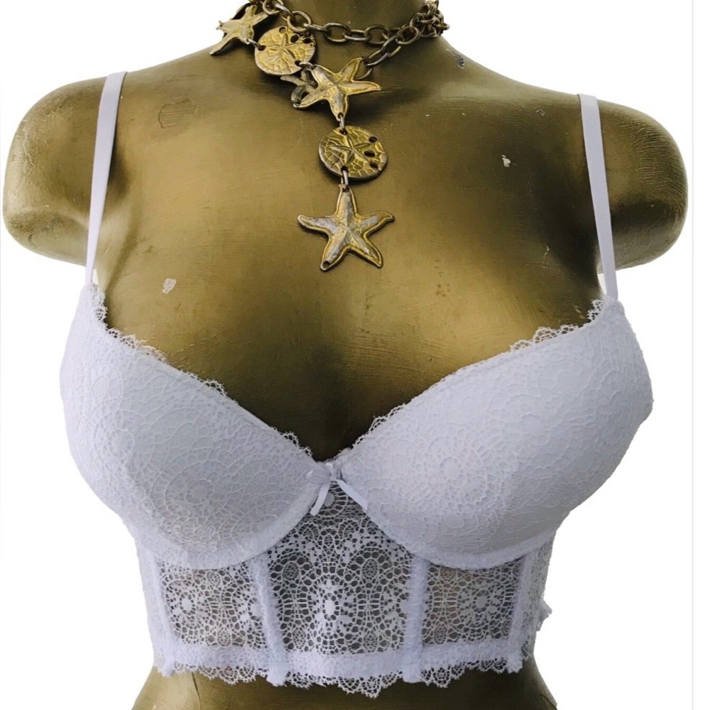 New FRENCH AFFAIR White Lace Underwire Longline BRA 34B